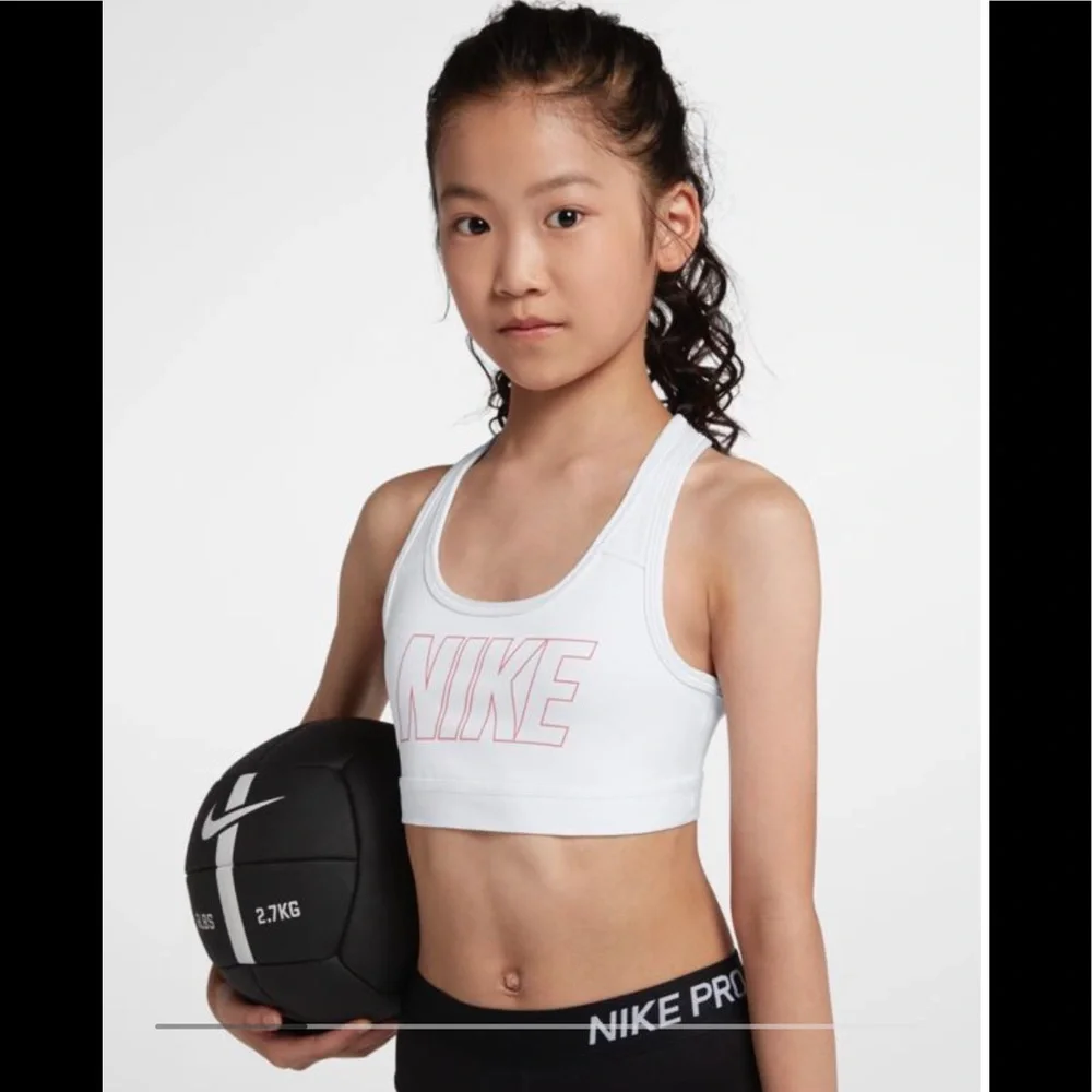White Nike Pro Little Girls Bra